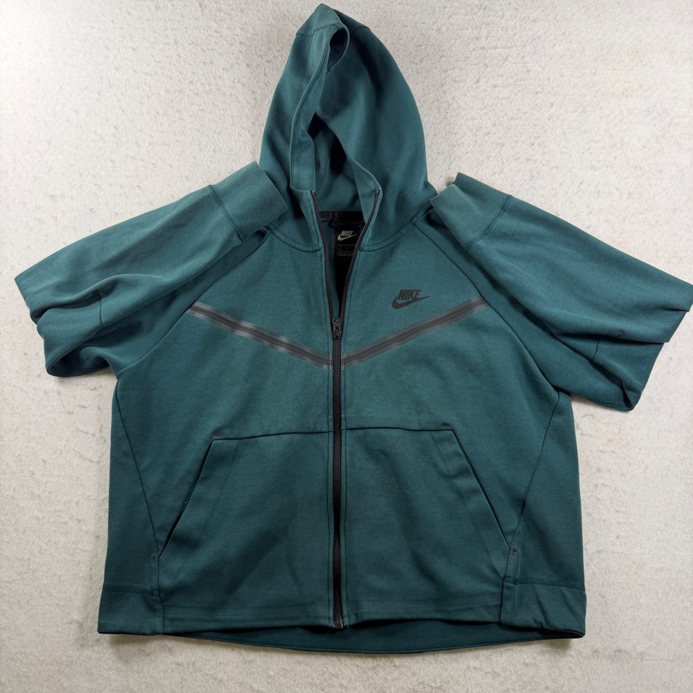 Nike Sportswear Tech Fleece Full Zip Hoodie Teal Green Women Large BV3455-370